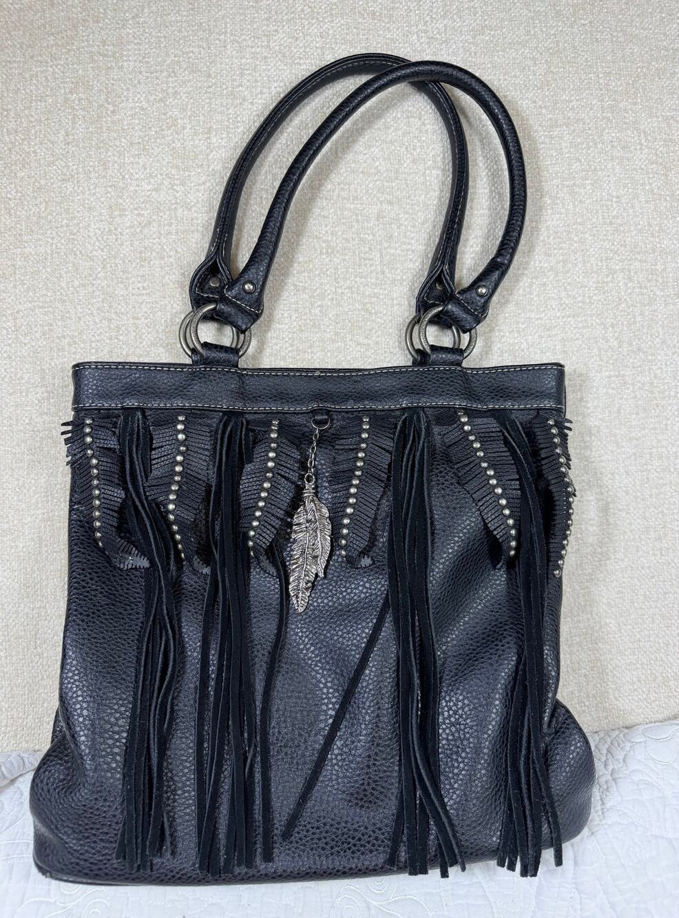 Montana West Women's Black Western Cowgirl Tote Bag Pebbled Leather Fashion